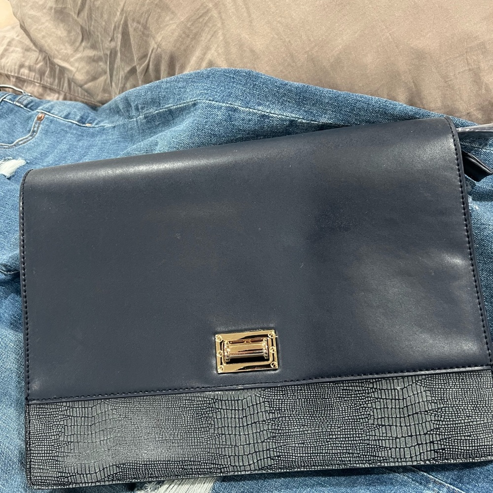 Elegant Navy Leather Clutch